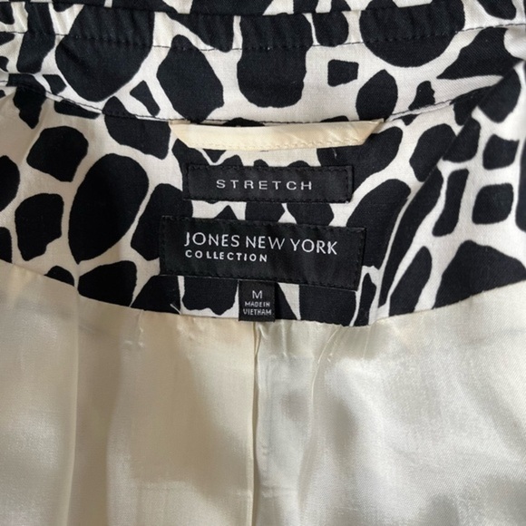 Jones New York Giraffe Print Stretch Lined Cotton White / Black Jacket Size‎ M - Picture 5 of 12